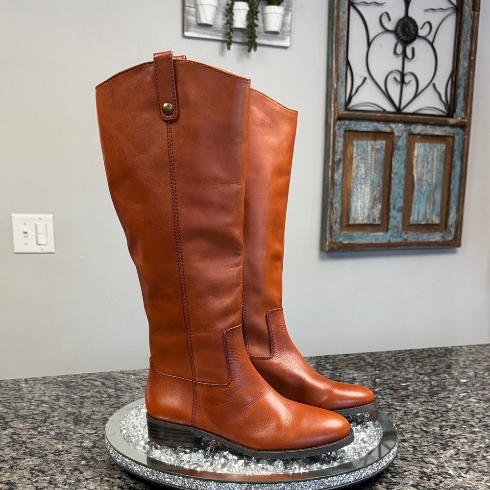 INC International Concepts Brown rich camel Leather Knee-High Boots NEW 7.5